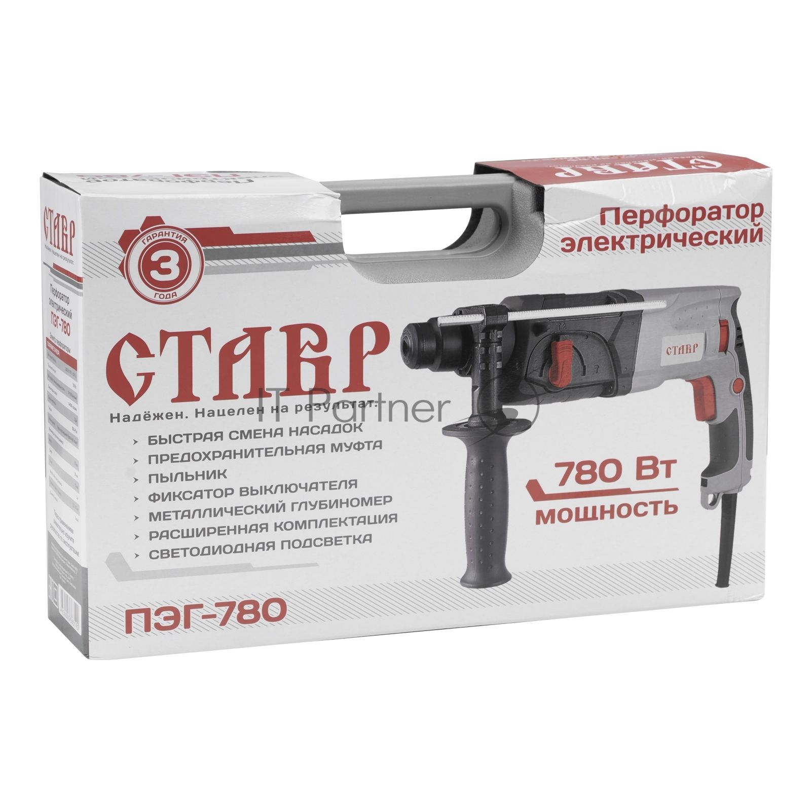 Перфоратор Ставр ПЭГ-780 SDS-plus [ст780пэг] { 780Вт, 0 -1100об/мин, 0-4500уд/мин, 3Дж, 3 режима работы, реверс, SDS-plus, кейс }