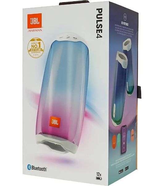 Портативная колонка JBL Pulse 4 белый 20W 1.0 BT 10м (JBLPULSE4WHTAM)
