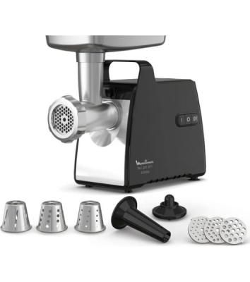 Мясорубка электрическая Moulinex ME558810 черный, 2200 Вт, 3.9 кг/мин, реверс, насадки - 8