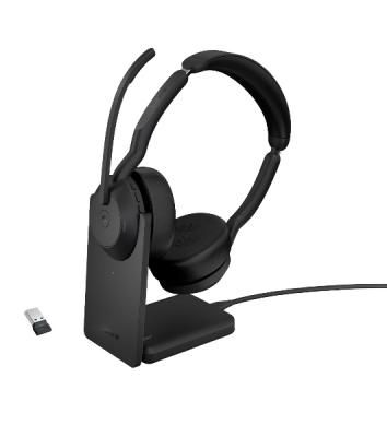 Гарнитура Jabra Evolve2 55 чёрный, беспроводная, Bluetooth, до 18 ч + стойка
