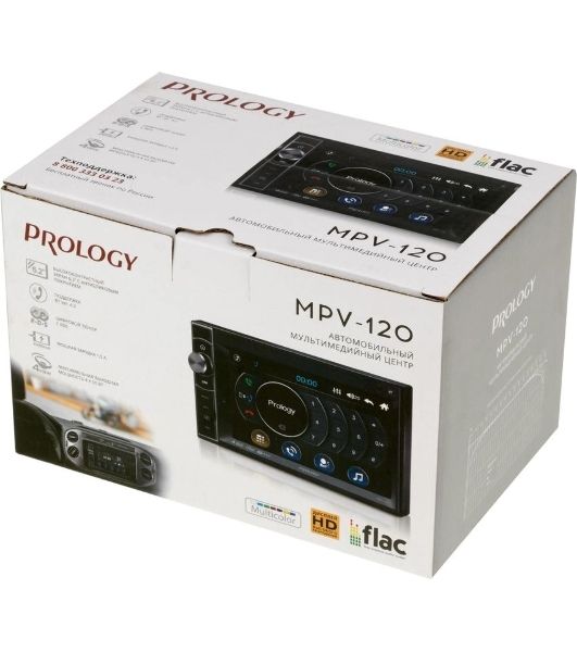 Автомагнитола Prology MPV-120, 2 DIN, 6.2", Bluetooth, USB Type-A, AUX, пульт ДУ