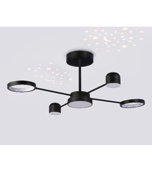 Потолочный светодиодный светильник Ambrella light FL51632/4+1 BK/GD черный/золото 3000K-6400K 48W 910*745*300 (ПДУ ИК)