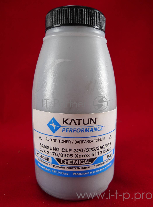 Тонер Samsung CLP 320/325/360/365, CLX 3170/3305, Xerox 6110 черный, химический (фл.90г.) Katun фас. Россия