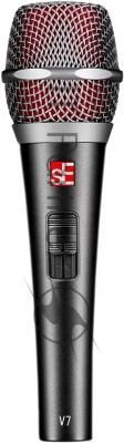 Микрофон динамический sE Electronics V7 SWITCH 40 Гц - 19 кГц, суперкардиоида, выключатель, в комплекте: микрофонный зажим, адаптер с резьбой, чёрная ветрозащита, транспортировочный чехол на молнии. Цвет серый.