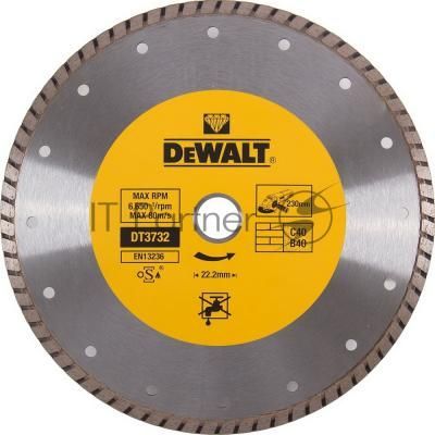Диск алм. DeWALT DT3732-QZ со сплошной кромкой Turbo универсальн., 230x22.2x2.6мм
