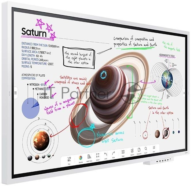 Панель Samsung WM65B Flip Chart Pro белый, 65 ", 3840x2160, 16:9, E-LED BLU, 350 кд/м2, 8 мс, cенсорный, 4000:1, 178°/178° (RUS)