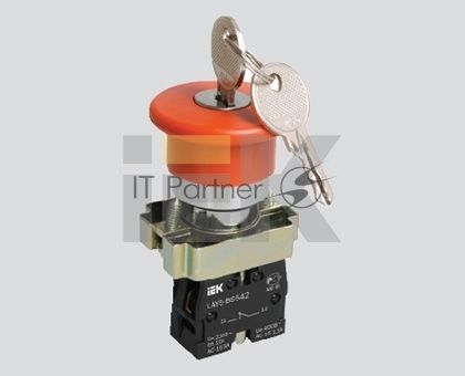 Кнопка LAY5-BS142 "Грибок" с ключом красн. 1з+1р IEK BBG50-LAY5-K04