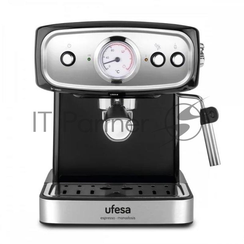 Кофеварка рожковая Ufesa CE7244 BRESCIA черный/серебристый, исп. кофе - молотый, 1.5 л, 850 Вт, 20 бар