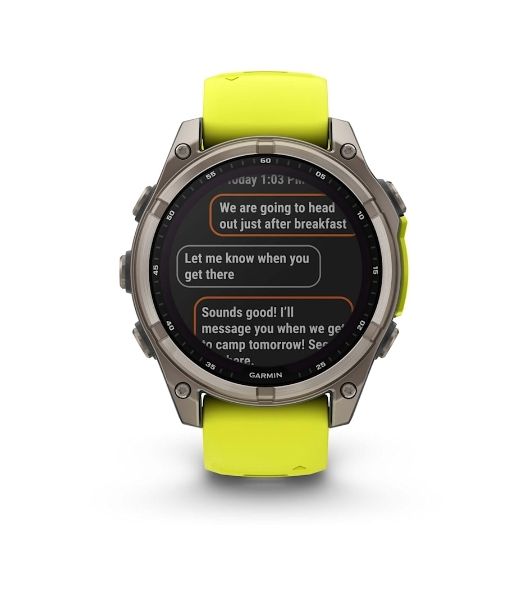 Умные часы Garmin Fenix 8, 1.6" AMOLED, Wi-Fi, Bluetooth, NFC, 100м, серебристый / желтый