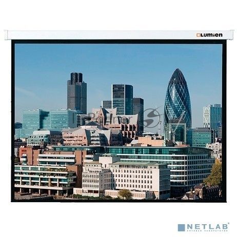 Экран с электроприводом Lumien Master Control 221х203 см (раб. область 147х197 см) (100") Matte White FiberGlass черная кайма сверху 70 см 4:3