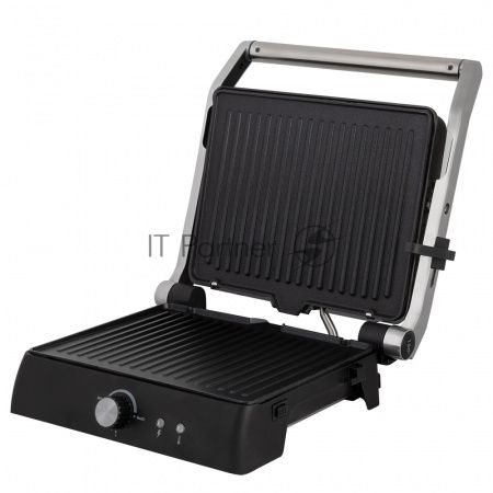 Гриль электрический Endever Grillmaster 225, серебристый/черный, 2300 Вт, терморегулятор, размер пов-ти 28х17 см