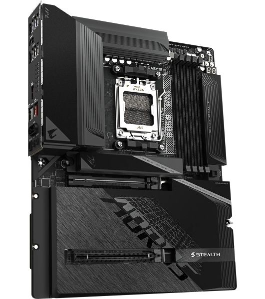 Материнская плата Gigabyte B850 AORUS STEALTH, AM5, AMD B850, 4xDDR5, 2xSATA, 4xM.2, 1xPCIe 5.0 x16, 1xPCIe 4.0 x16, 1xHDMI, 1x5Gb LAN, Wi-Fi 7, Bluetooth 5.4, 1xUSB-C 10Gbps, 2xUSB-A 10Gbps, 4xUSB-A 5Gbps, 4xUSB-A 2.0, 3x3.5 мм + S/PDIF оптический, 7.1, 