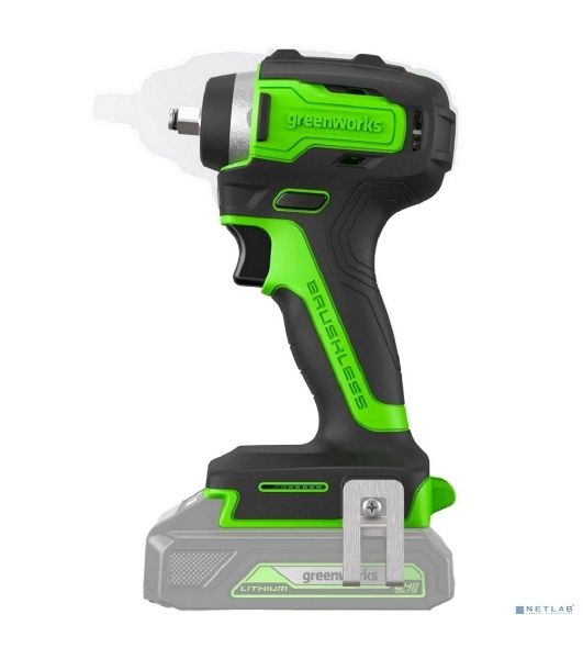 Гайковерт ударный аккумуляторный Greenworks G24IW200 24V, 200 Нм, бесщеточный, 3/8'', 1х2Ач,ЗУ,кор 3803607CUA