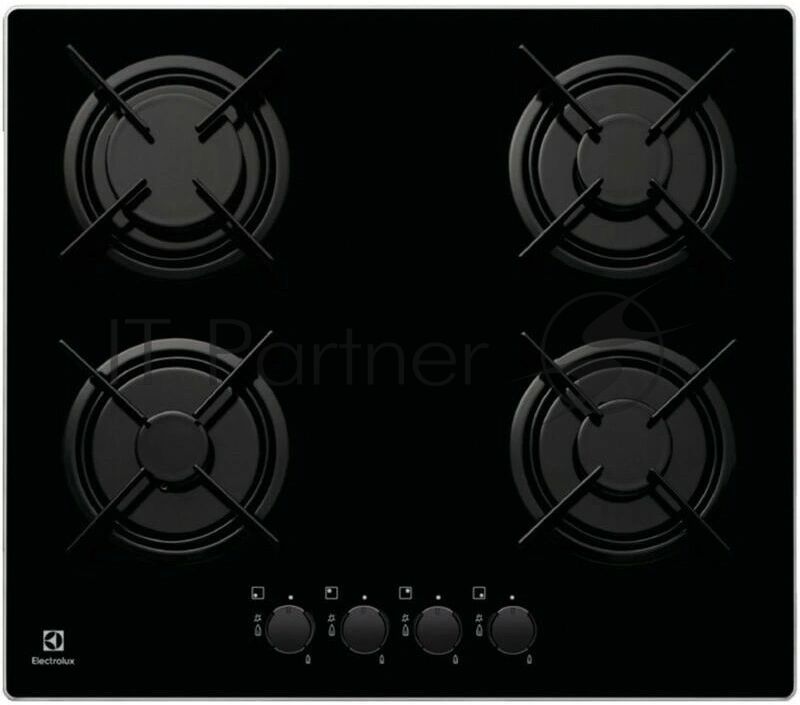 Газовая варочная поверхность Electrolux EGT6242NVK, 4 конфорки, закаленное стекло, 7700 Вт