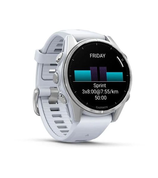 Умные часы Garmin Fenix 8, 1.3" AMOLED, 4G, Wi-Fi, Bluetooth, NFC, WR100, серебристый / белый