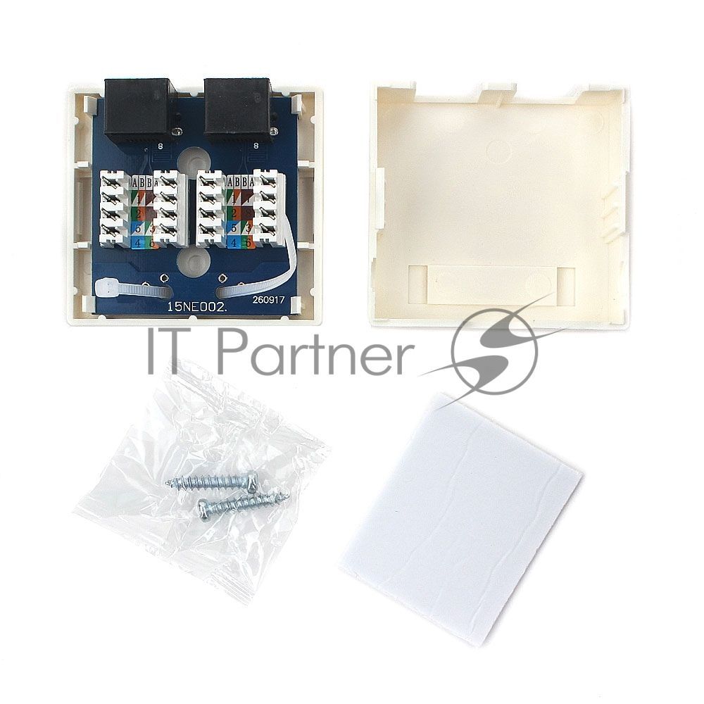 Розетка Cablexpert NA218 RJ-45 кат.6 внешняя 2 порта, 110&Krone