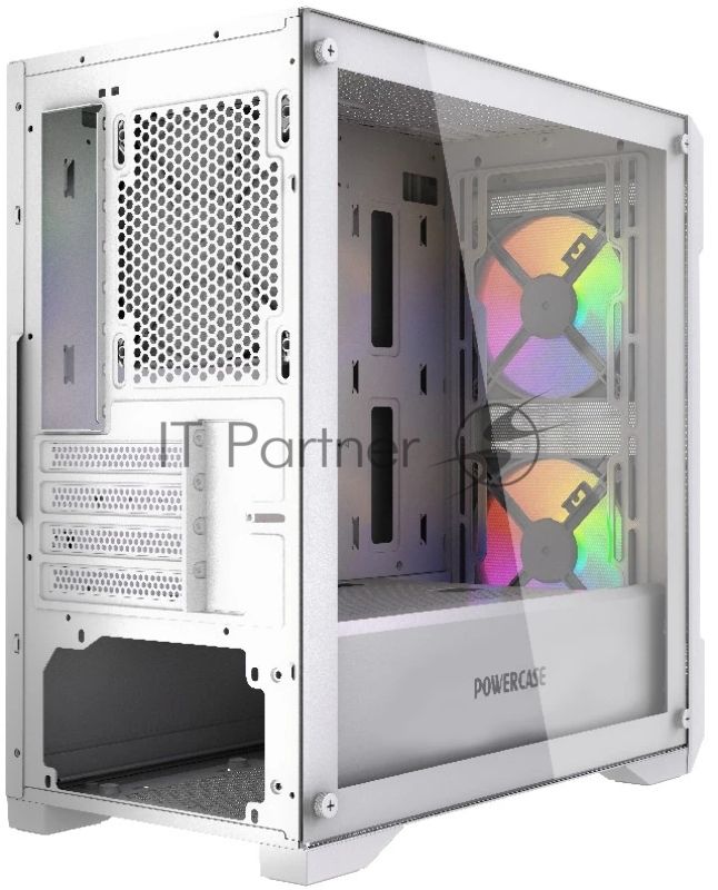 Компьютерный корпус Powercase Mistral Micro X3W ARGb, Tempered Glass, 3x 120mm ARGb PWM Fan, белый, mATX (CMMXW-A3)