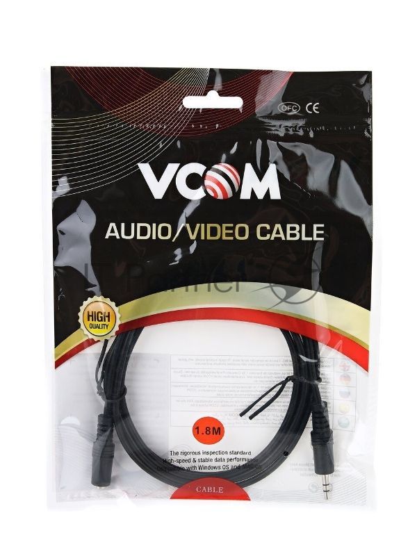 Кабель удлинительный VCOM 3.5 Jack (M) - 3.5 Jack (F), стерео, аудио, 1.8м