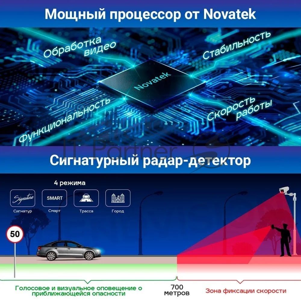 Видеорегистратор с радар-детектором TrendVision Hybrid Signature Real 4K 2CH GPS ГЛОНАСС
