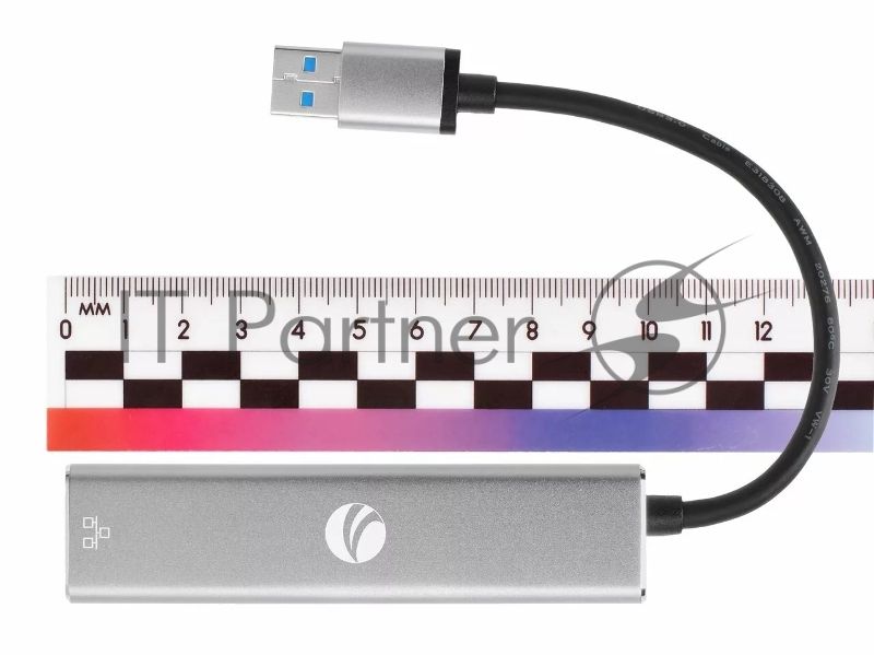 Переходник VCOM USB 3.0 -->RJ-45 1000Mbps+3 USB3.0, Aluminum Shell, 0.2м DH312A