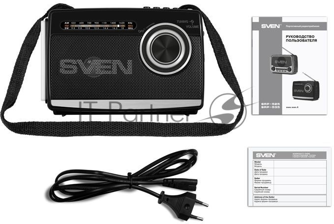 Радиоприёмник SVEN SRP-535 чёрный (3 Вт, FM/AM/SW, USB, SD/microSD, 900 мАч, 2 х D/UM, фонарь)