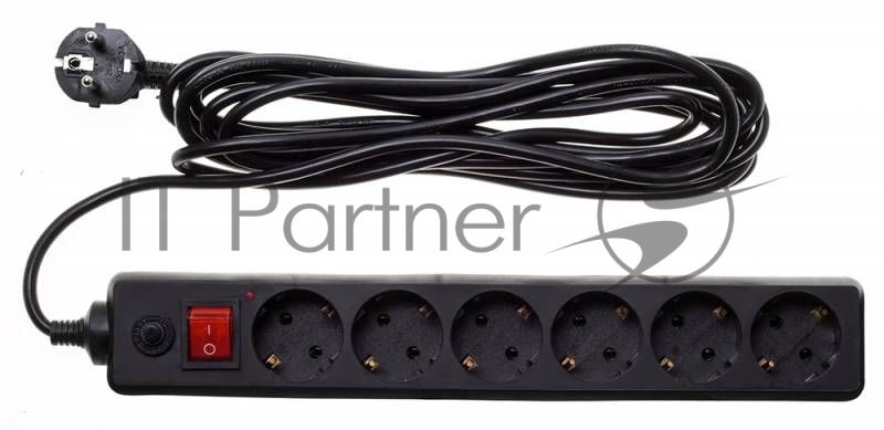 Сетевой фильтр Buro 600SH-16-5-B 5 м, 6 розеток, черный, коробка
