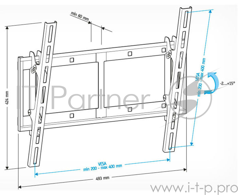 Кронштейн для телевизора Holder LCD-T4609 черный 32"-65" макс.60кг настенный наклон