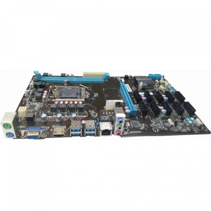 Материнская плата для майнинга Esonic B250-BTC-Gladiator, LGA 1151, Intel B250, 2xDDR4, 4xSATA, 1xPCIe 3.0 x16, 11xPCIe x1, 1xHDMI, 1xVGA, 1x 1Gb LAN, 4xUSB-A 3.2 Gen 1, 3x3.5 мм, 5.1, ATX