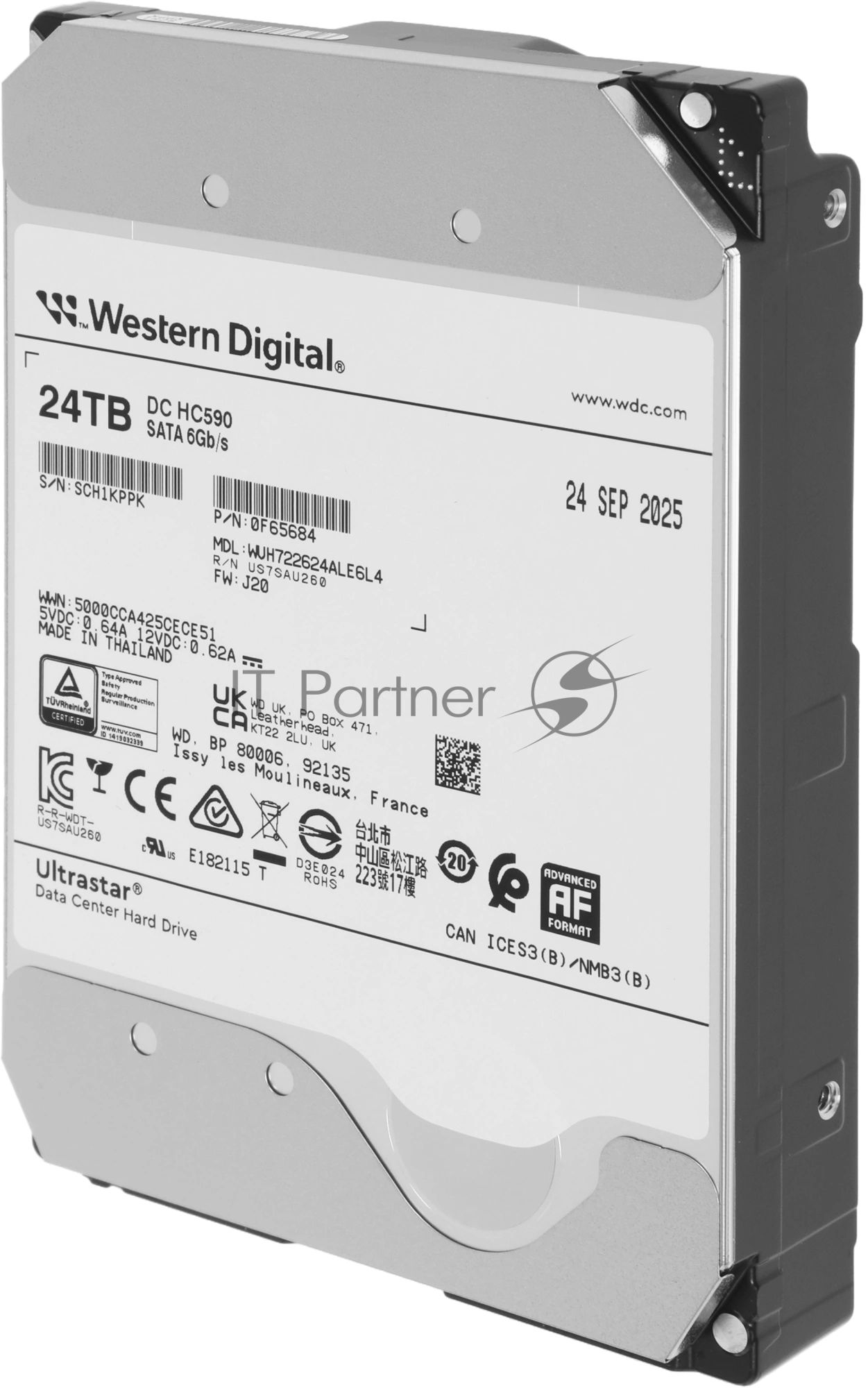 Жесткий диск HDD WD Ultrastar DC HC590 24Tb 7200rpm SATA-III 512Mb 3.5"