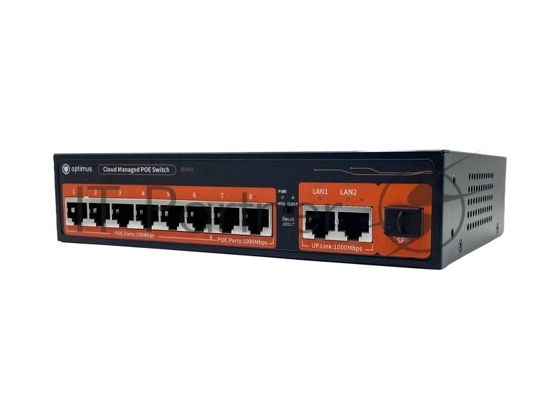 Коммутатор Optimus U1IC-6F2G/2G/1S, 6×100 Мбит/с PoE+ + 2×1 Гбит/с PoE+ + 2×1 Гбит/с Uplink + 1×1 Гбит/с SFP Uplink, настраиваемый