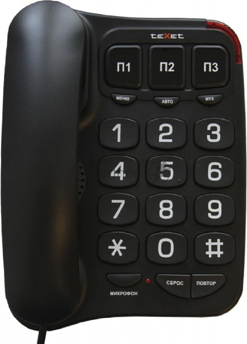 Телефон проводной teXet TX-214 черный