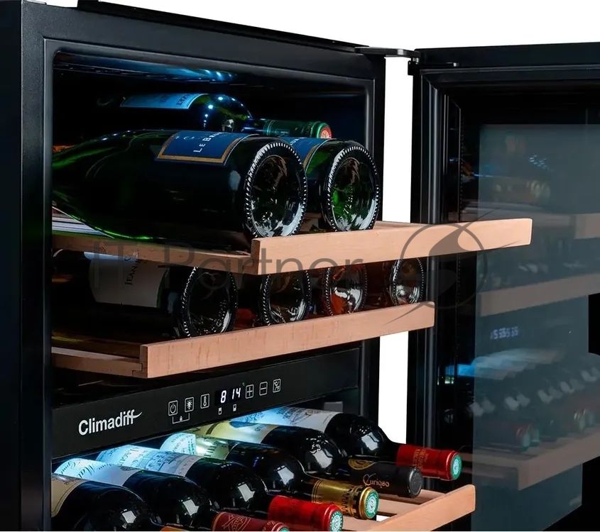 Встраиваемый винный шкаф Climadiff CBI40DB1 чёрный, 70 л, 2 отсека, 36 бут., класс G