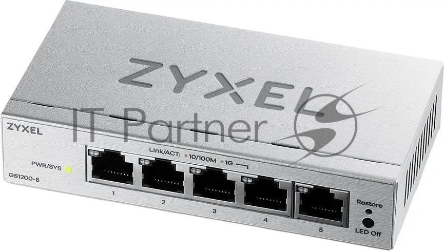 Коммутатор ZYXEL GS1200-5V3-EU0101F, 5×1 Гбит/с, управляемый