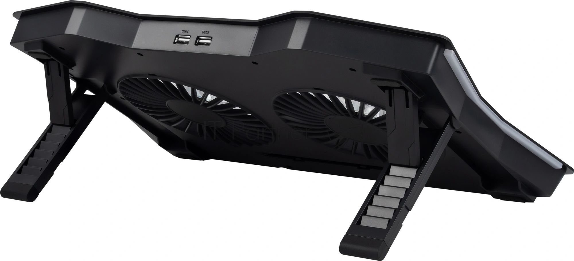 Подставка для ноутбука Digma D-NCP180-2x110RGb 18" 410x280x34мм 20дБ 2xUSB 2x 110ммFAN 700г Fan-control пластик ABS черный