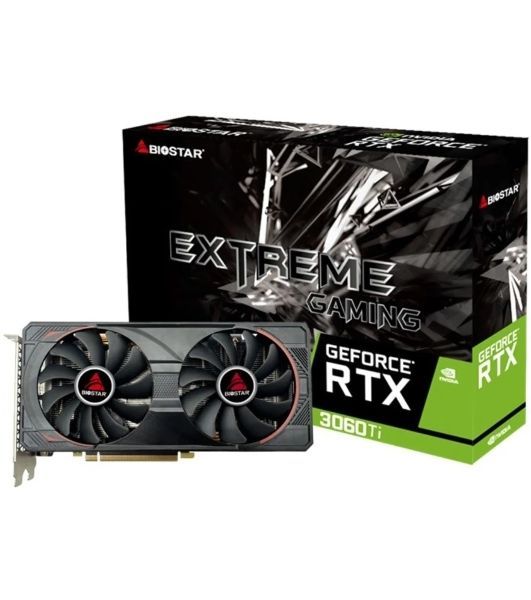 Видеокарта Biostar GeForce RTX 3060 Ti (LHR), 8 GB GDDR6, 256 bit, 3xDisplayPort, HDMI, GPU 1410 MHz