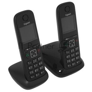 Радиотелефон Dect Gigaset AS690 DUO черный (труб. в компл.:2шт) АОН