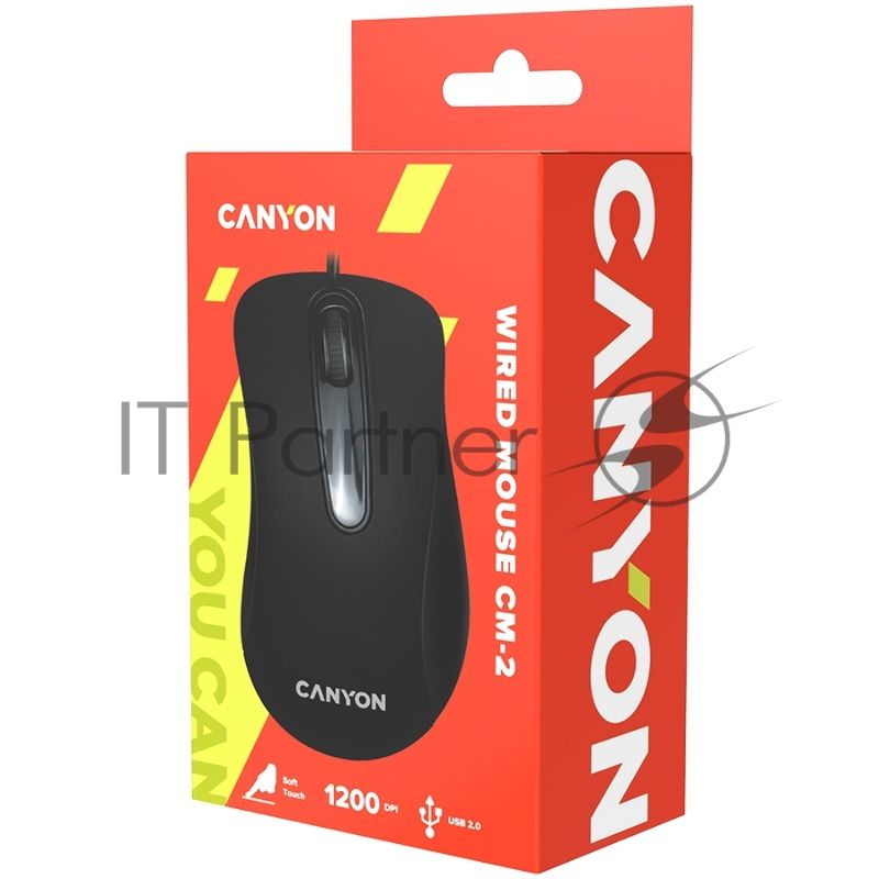 Мышь проводная Canyon CM-2 черный, 800 dpi, USB, кнопки - 3