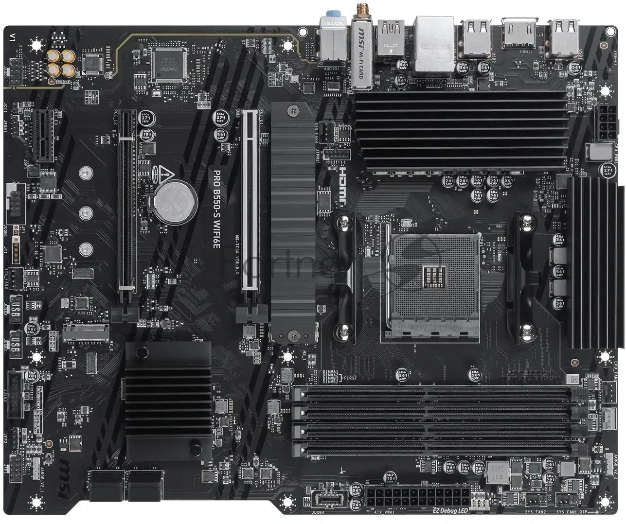 Материнская плата MSI PRO B550-S WIFI6E, AM4, AMD B550, 4xDDR4, 4xSATA, 2xM.2 PCIe, 1xHDMI, 1x 1Gb LAN, 8xUSB (4xUSB 2.0, 2xUSB 3.2 Gen1, 1xUSB 3.2 Gen2 Type-A, 1xUSB 3.2 Gen2 Type-C), 3x3.5 мм, 7.1, ATX
