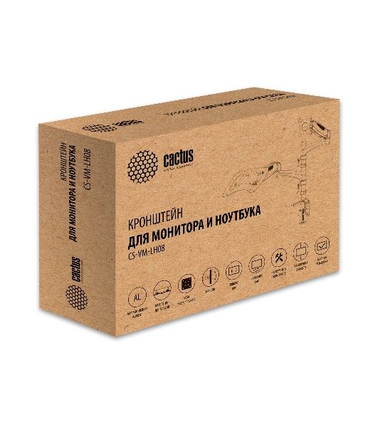 Кронштейн для монитора/ноутбука Cactus CS-VM-LH08-AL серебряный 13"-27" макс.8кг настольный поворот и наклон