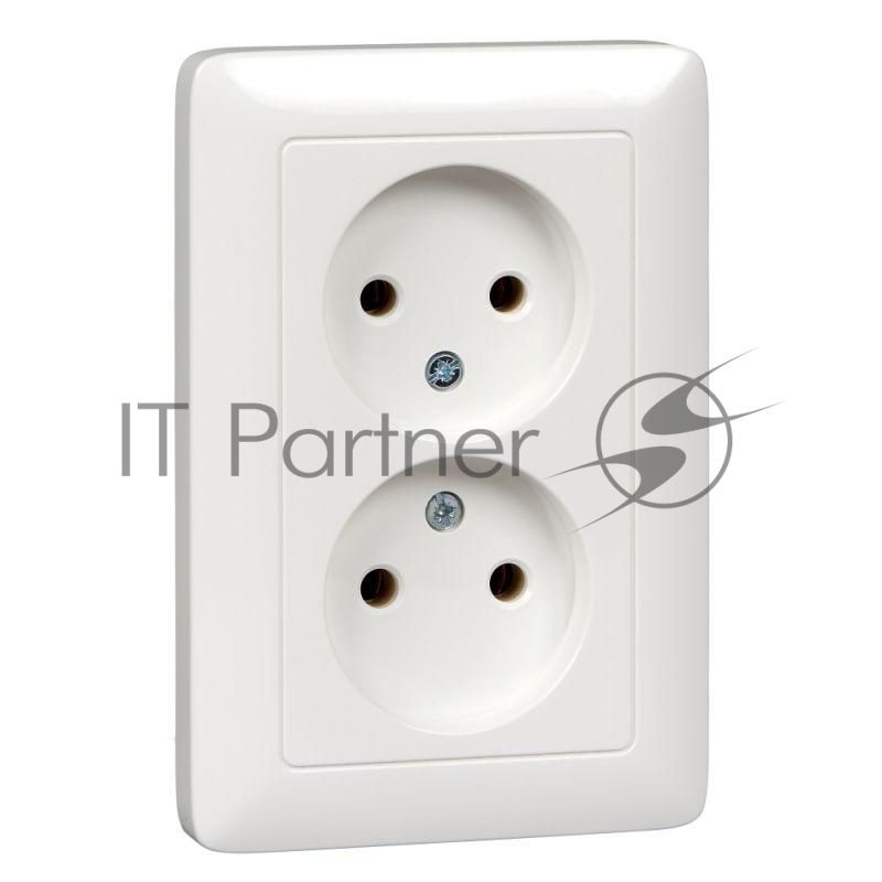 Розетка WESSEN RS16-235-BХИТ белый 2-ая б/з 10А скрытый монтаж