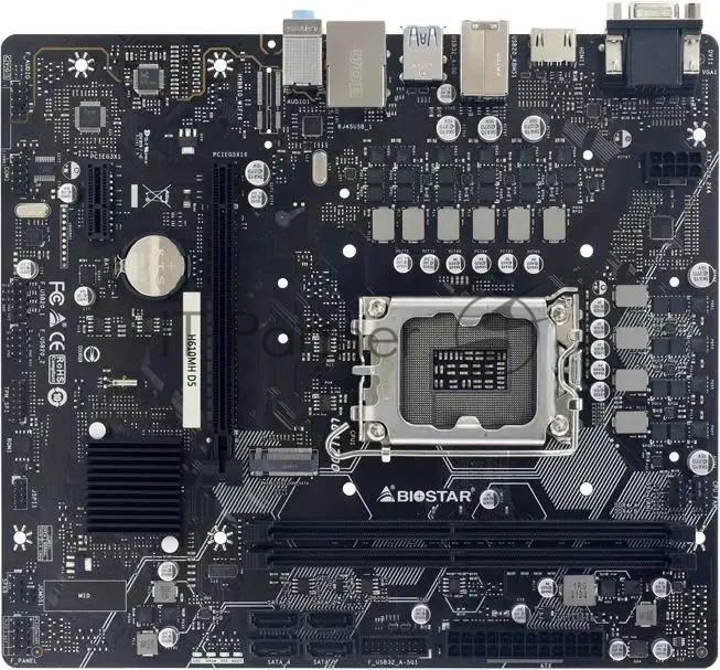 Материнская плата Biostar H610MH D5, LGA1700, Intel H610, 2xDDR5, 4xSATA, 1xM.2, 1xPCIe 4.0 x16, HDMI, D-Sub, 1x1Gb LAN, 3x3.5 мм, 7.1, microATX
