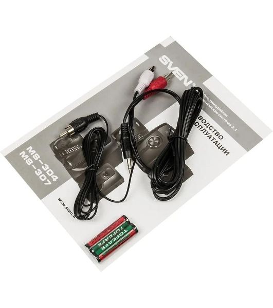 Колонки SVEN AC MS -304, черный Акустическая система, беспроводная передача сигнала по Bluetooth, суммарная мощность (RMS), Вт - 40, выходная мощность (RMS), Вт - сабвуфер: 20, сателлиты: 20 (2 х10), частотный диапазон, Гц - сабвуфер: 40 – 150, сателлиты: