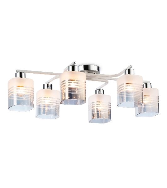 Светильник Ambrella light TR303207/6 WH/CH/SM/FR белый/хром/дымчатый/белый матовый E27*6 max 60W 710*400*200