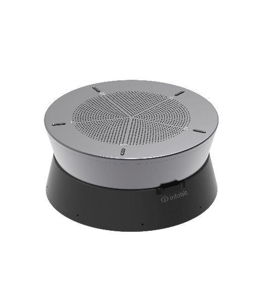 Спикерфон Infobit [iSpeaker M500] для переговорных комнат (15-25кв.м.) на 5-8 человек: 8 всенаправленных микрофонных капсюлей, AEC, AGC, RS. Макс. расстояние - 5 метров. Макс.5 устройств подкл. daisy chain (RJ45). Works with iCam VB60