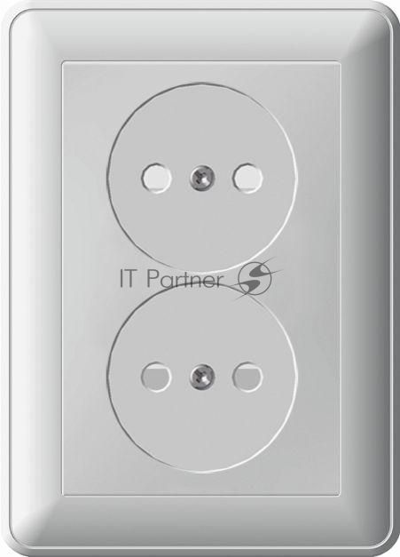 Розетка 2-м СП W59 16А IP20 защ. шторки без заземл. сл. кость SchE RS16-254-28