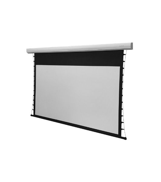 Экран с электроприводом Lumien Cinema Control 185x230 см (раб.область 125х222 см) (100") Matte White FiberGlass черная кайма по периметру, доп.черная область 55 см, триггер., RS232, IR, RF управл. в комплекте, белый корпус 16:9