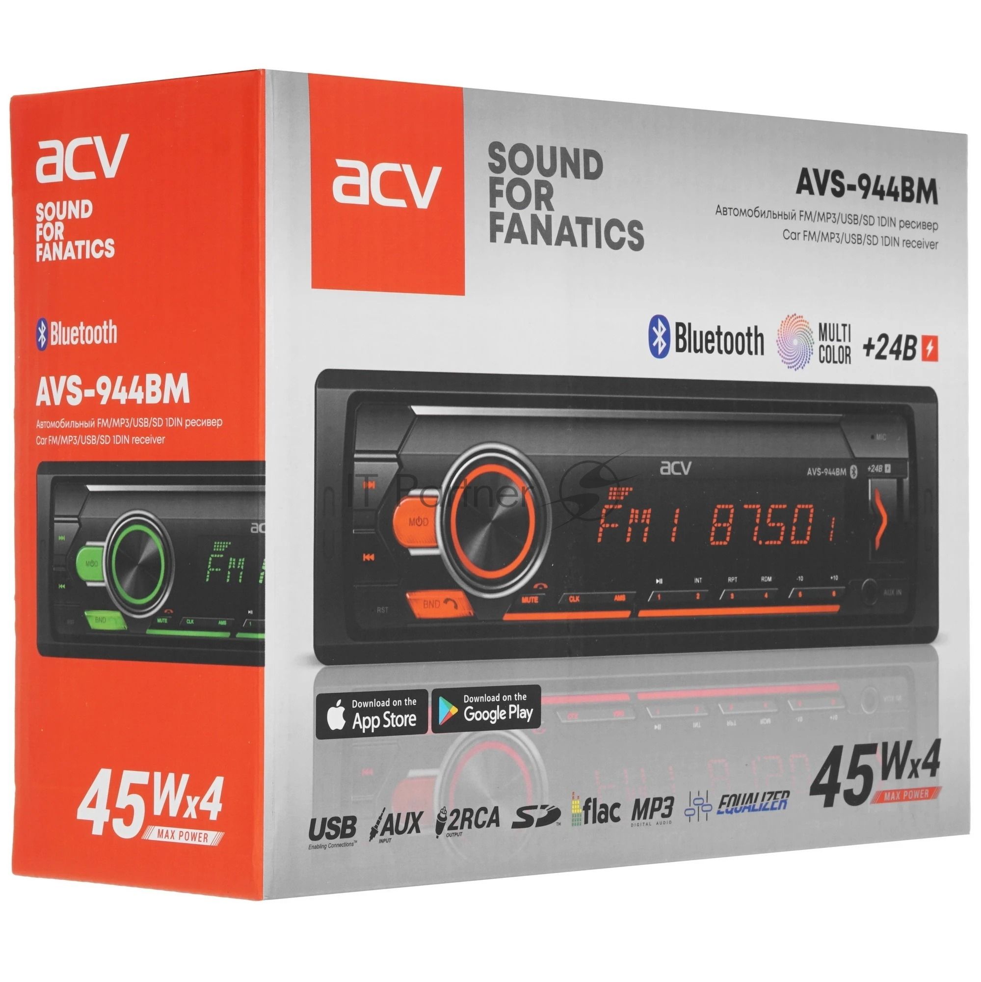 Автомагнитола ACV AVS-944BM, 1 DIN, Bluetooth, USB Type-A, AUX
