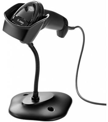 Сканер штрих-кода ручной Zebra DS2208 с подставкой, 2D имидж, проводной, 762 мм/сек, USB, черный