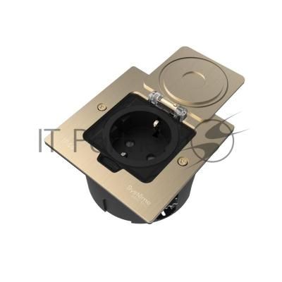 Лючок с розеткой 2К+З, 16А/250В, IP44 с монтажной коробкой для стены, фальшпола, стола Никель, тип MDK21 MultiDesk Systeme Electric (кратно 1)