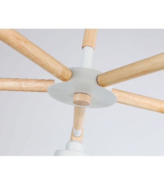 Светильник Ambrella light TR82208/5 WH/LW белый/светлое дерево E27/5 max 40W D780*430